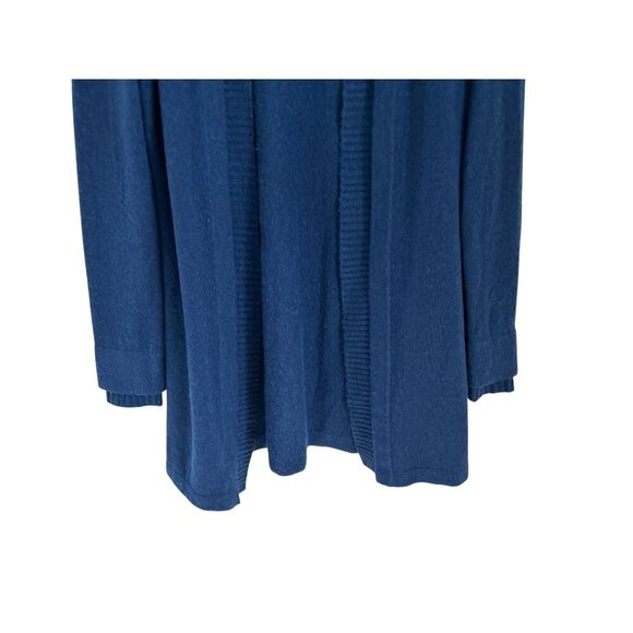 Magaschoni 100% Cashmere Oversized Cardigan Open Front Sweater Blue Ribbed Trim - Picture 4 of 7